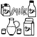 Vector illustration. Close-up of milk containers and the inscription on a white isolated background.